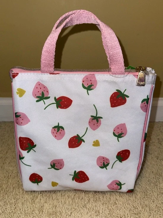 kate spade Strawberry Print Lunch Bag in Pink, Red & Green - Picture 2 of 13